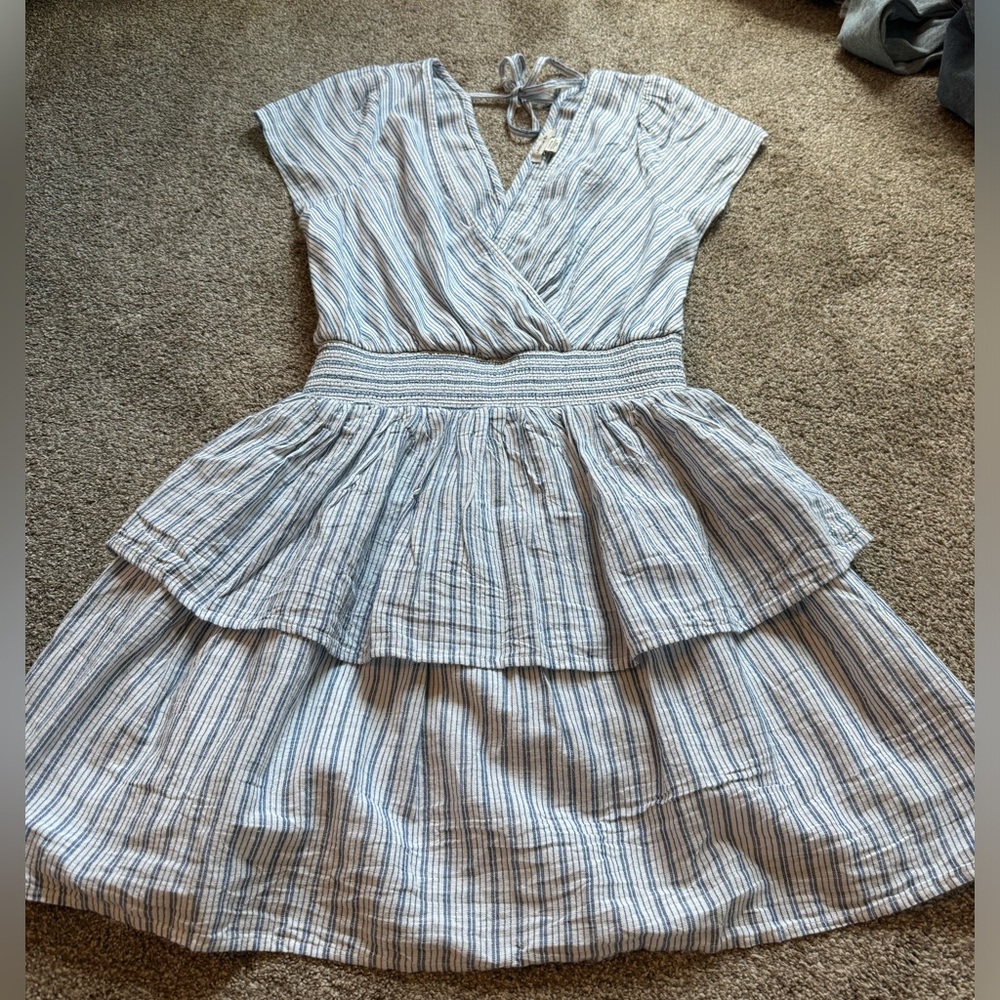 Woman blue striped American eagle dress size small